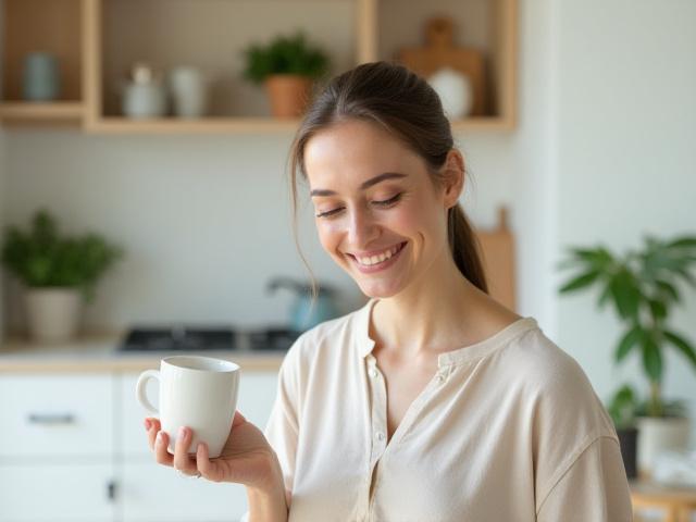 A happy client enjoying a clean, serene London home environment.